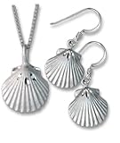 Sterling Silver Shell Earring and Necklace Set