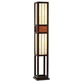 Wood and Art Glass Rectangle Floor Lamp