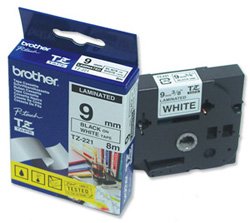 Brother TZ221 - Laminated tape - black on white - Roll (0.9 cm x 8 m)