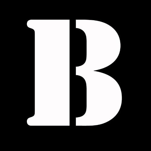 LETTER "B" Stencil Font 5" (color: WHITE) Vinyl Decal Window Sticker for Cars, Trucks, Windows, Walls, Laptops, and other stuff.