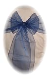 10 Sheer Organza Sashes - Chair Cover Decor - Wedding/Shower/Party Sash - Navy Blue