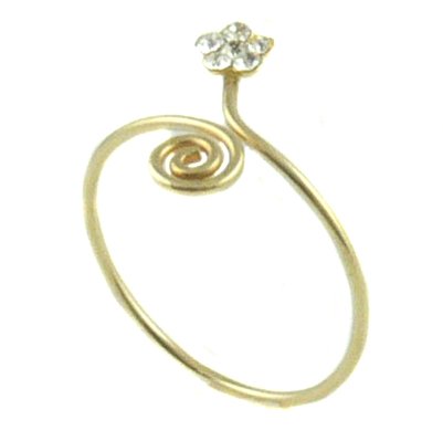 Gold Vermeil Swirl Toe Ring with CZ Flower Accent