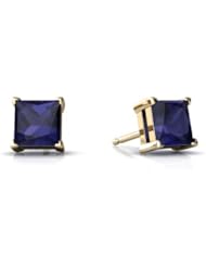 Genuine Sapphire 14kt Yellow Gold Stud Earrings
