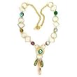 Brass Gold Plated Necklace with Multicolor Synthetic Beads - 19'' long