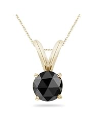 3/4 (0.71-0.80) Cts Round Rose Cut AA Black Diamond Solitaire Pendant in 14K Yellow Gold