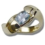 .05 CT 7X5 BARREL CUT AQUA FANTASY RING