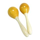 Musical Instruments : Egg Shaker W/ Handle, Wooden Pair Yellow