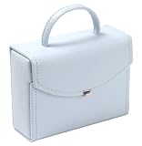 Wolf Design's Genuine Leather Baby Blue Travel Jewelry Box #323093