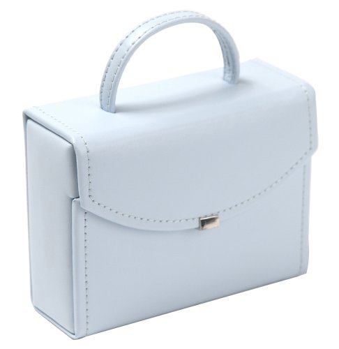 Wolf Design's Genuine Leather Baby Blue Travel Jewelry Box #323093