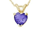 All-Natural Genuine 4 mm, Heart Shape Tanzanite pendant set in 14k Yellow gold