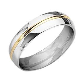 Mens Chisel 6mm Titanium Wedding Band with 14K Gold Accent, Size 8: Jewelry