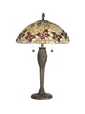 Dale Tiffany TT60496 Butterfly Ridge Table Lamp - Antique Brass and Art Glass Shade