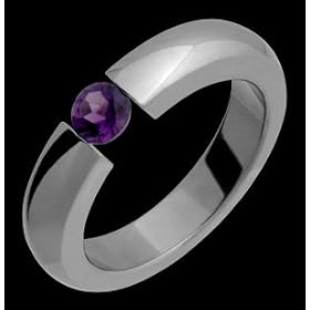 Iqbal Titanium Ring with Tension Set Amethyst by Alain Raphael