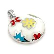 White With Multi-Color Designo Round Pendant
