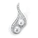 Jewelry : Absolutely Stunning Solid Sterling Silver Cubic Zirconia Rhodium Plated Fancy Pendant with 2 Simulated Pearls.