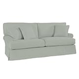 IMAGE OF Davenport Sofa Slipcover - Ballard Essential Fabrics Linen Spa- Ballard Designs