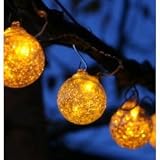 Aurora Glow - Glass Solar String Lights - Amber (Amber) (3H x 12W x 3D)