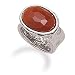 Oxidized Ring with Oval Faceted Carnelian