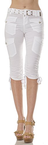 Helium London Womens Stretch Poplin Cargo Capri with Web Belt