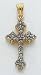14kt Gold Budded Blue Topaz Cross Pendant - XR882