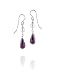 Silver fish hook earring amythest drop white pearl