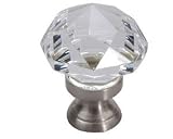 Diamond Cut Glass Knob Clear 1 3/8
