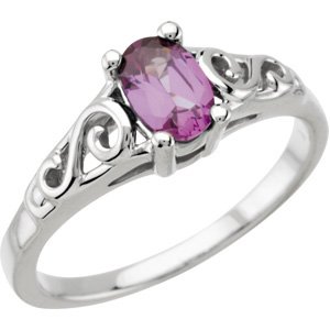 June 14K White Gold Teen Imitation Birthstone Ring