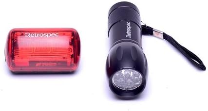 Retrospec Bicycles Police 9 LED Front Mount Flashlight and Bub-5 Ultra Bright 5 LED Headlight and Taillight Combo
