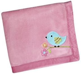 NoJo Love Birds Crib Bedding Set, Coral Fleece Blanket by Crown Crafts Infant Products