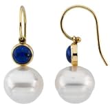 14K Yellow or White Gold Paspaley South Sea Cultured Pearl and Lapis Lazuli Earrings - Various Sizes