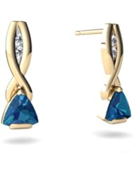 Genuine London Blue Topaz 14kt Yellow Gold Earrings