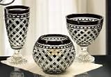 Black Sapphire Cased Crystal Assortment, 13h Vase, 8h Rose Bowl, 10h Compote