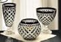 Black Sapphire Cased Crystal Assortment, 13"h Vase, 8"h Rose Bowl, 10"h Compote