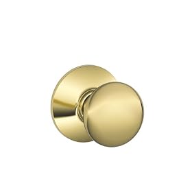 Schlage F10VPLY605 Plymouth Passage Knob, Bright Brass