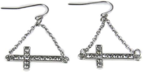 4031058 Sideways Cross Dangle Earrings Christian Fashion Laying Down Side Ways