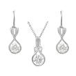 Sterling Silver Knotted CZ Necklace and Earring Set