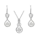 Tressa Sterling Silver Knotted CZ Necklace and Earring Set