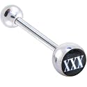 Black and White XXX Logo Barbell Tongue Ring