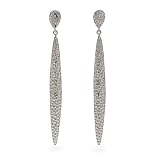 Eve's Addiction Long Elongated Teardrop Hammered Sterling Silver Earrings