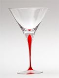 Set Of Four TEARS & CHEERS Romanian / European 24% Crystal MARTINI Red Stem GLASS Barware LIQUOR