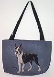 Boston Terrier Dogs Lined Tapestry Tote Bag