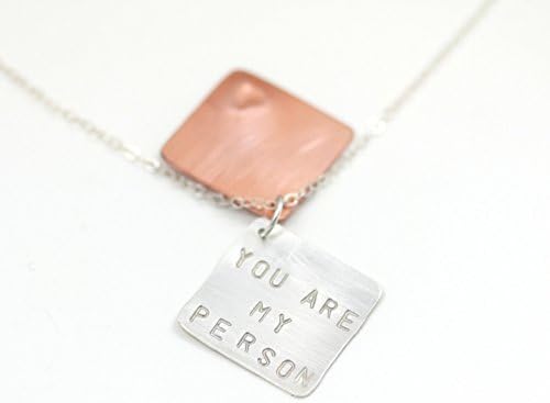 YOU ARE MY PERSON Pendant necklace silver and copper