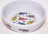 Vo-Toys Ceramic Cat Dish with Fish Skeltons 5.25in