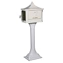 Gibraltar PEDW Solar Cast Aluminum Locking Mailbox/Post Combo White