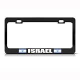 Israel Flag Black Country Metal License Plate Frame Tag Holder