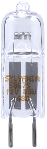 Sylvania 58660 50-Watt 12-Volt Halogen Single Ended Quartz Lamp with Clear Finish and GY6.35 Bi-Pin Base, 1-Pack #50T4QCLRP