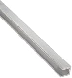 Aluminum 6063-T5 U-Channel, Square Corner Style, ASTM 221, 1/8" Thick, 1" Base Width, 1" Leg Length, 36" Length