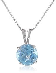 14k Gold 6mm Round Birthstone 4-Prong Solitaire Pendant, 18"