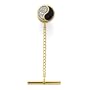 Black Coral Yin Yang Tie Tack with Diamonds in 14K Yellow Gold - Small