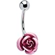 SINGLE Pink ROSE Belly Button Ring